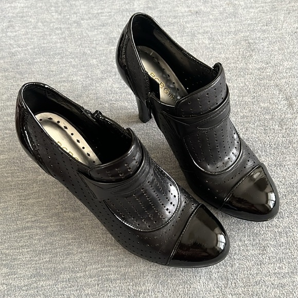 BCBGirls Cherie Black 4 In. Heeled Boots Women 8M Leather Upper Perforated Zip - Picture 2 of 12